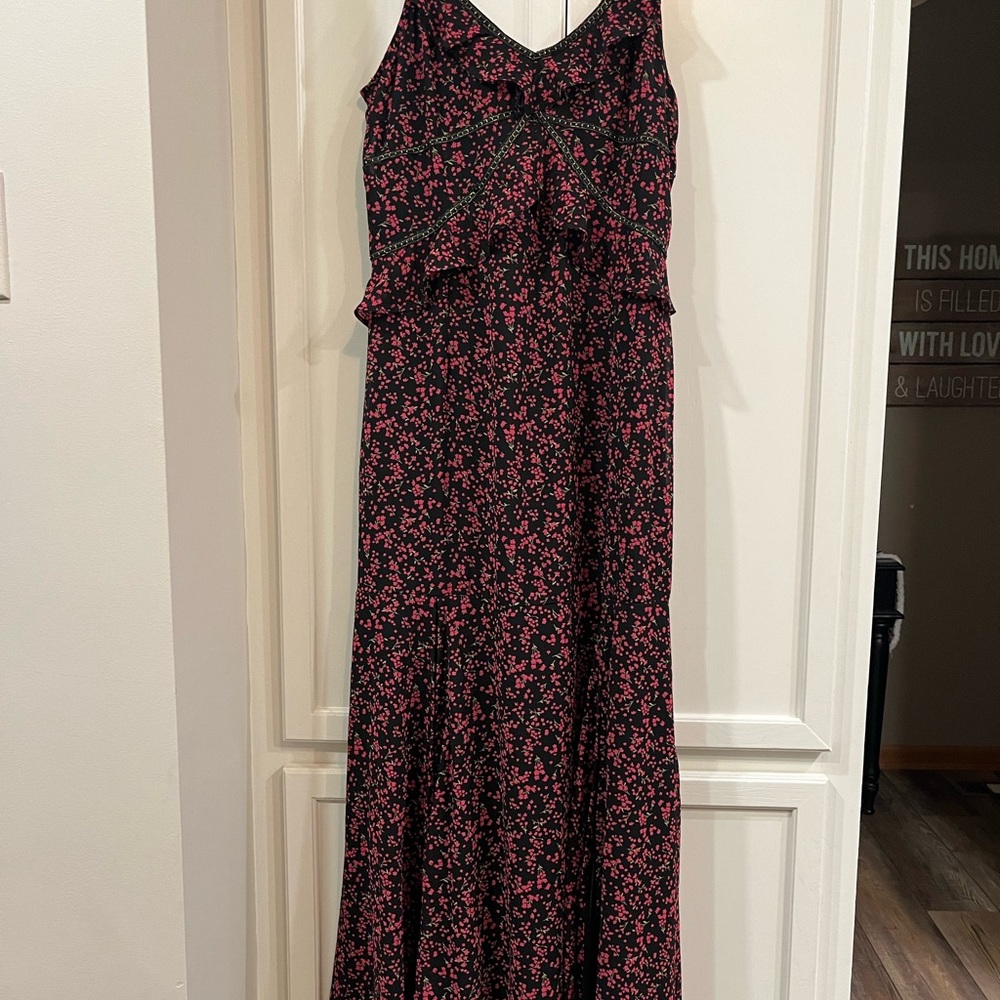 NWT’s Lovestitch Black Hot pink floral Maxi dress, Size Large
